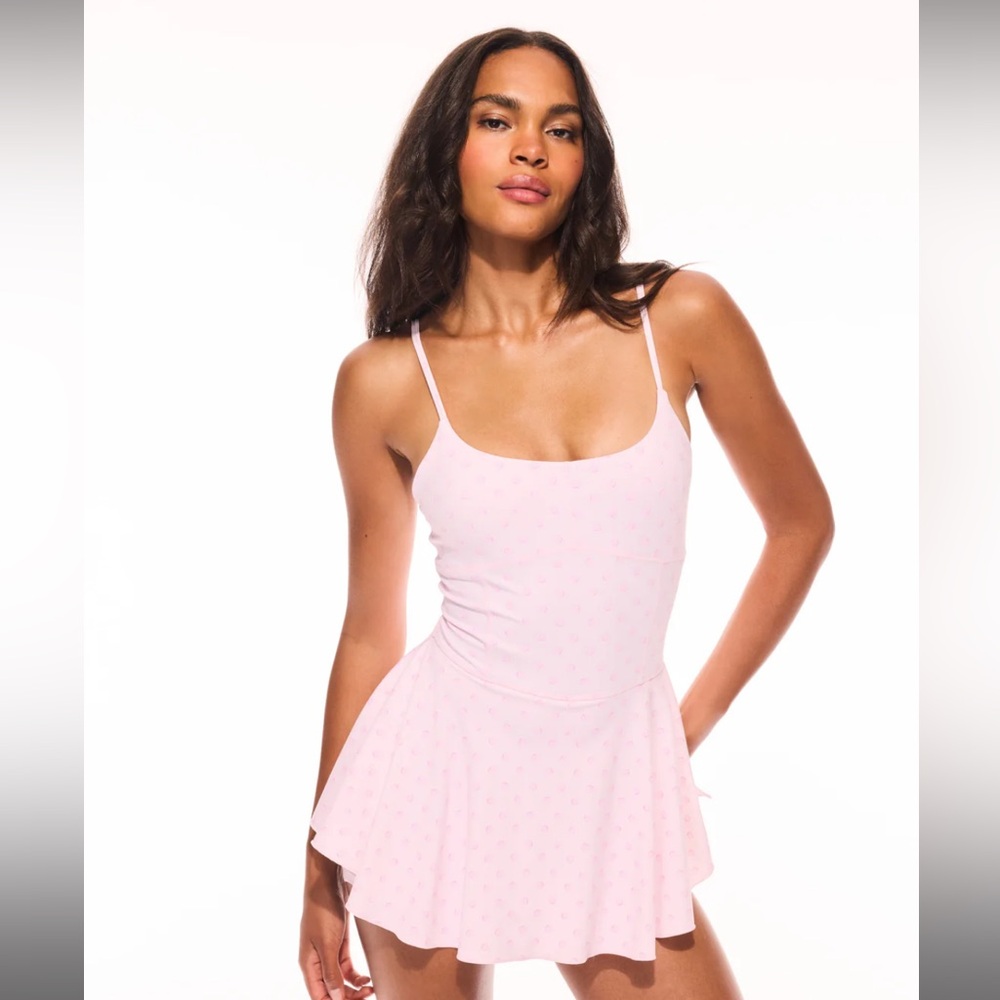 LoveShackFancy Lunella Printed Active Dress Pink Sprinkles Tennis Pickleball
